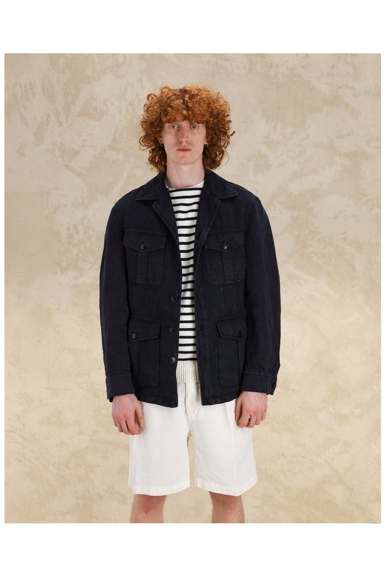 Clint Linen Sahariana Jacket, Alternate, color, BLUE