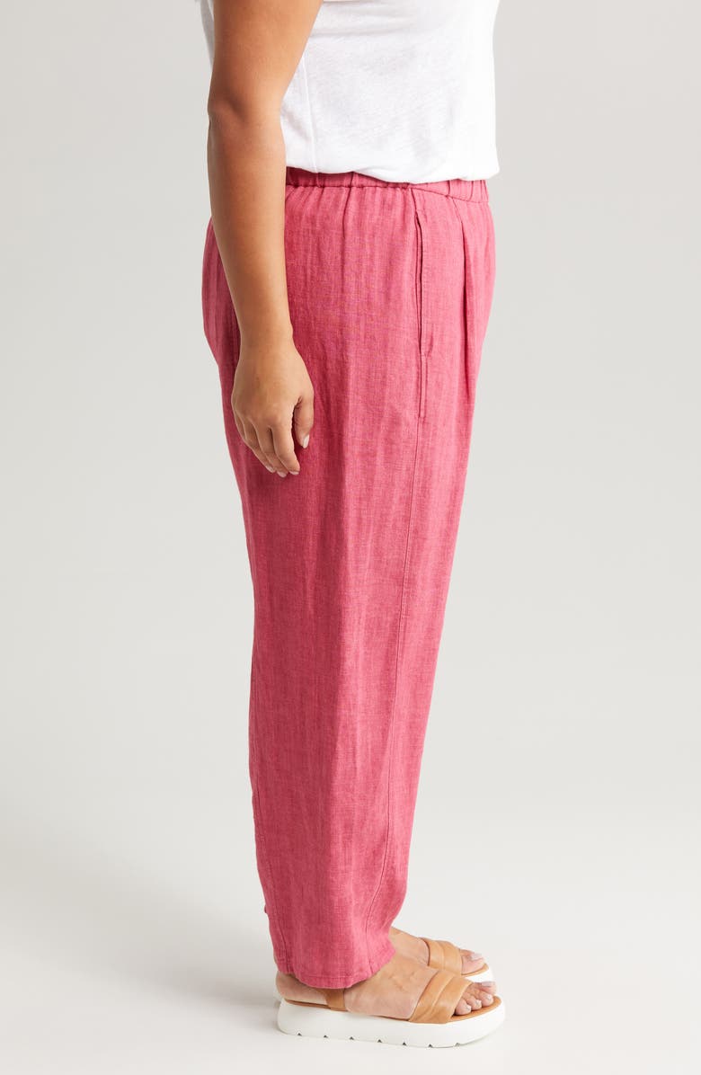 Eileen Fisher Pleated Organic Linen Ankle Lantern Pants, Alternate, color, Geranium