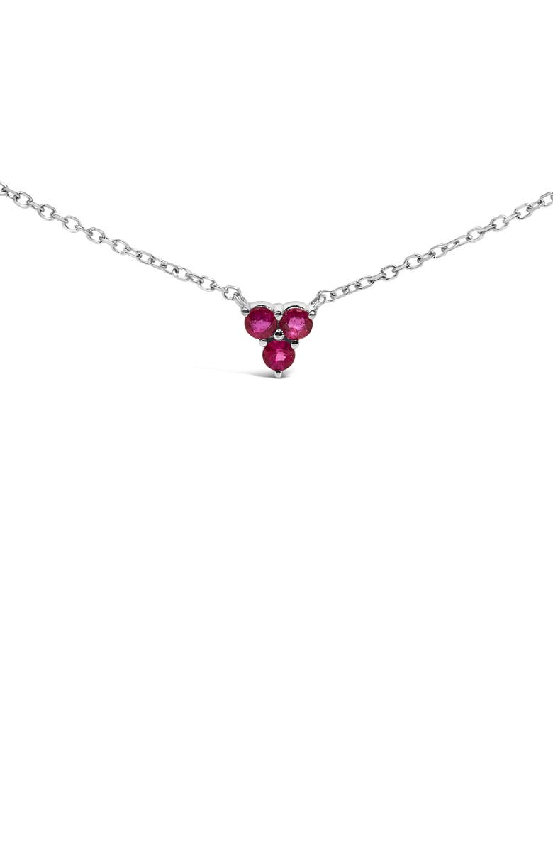 Haus of Brilliance 14K White Gold 1/5 Cttw Diamond and Ruby Tri Station Necklace, Alternate, color, White Gold