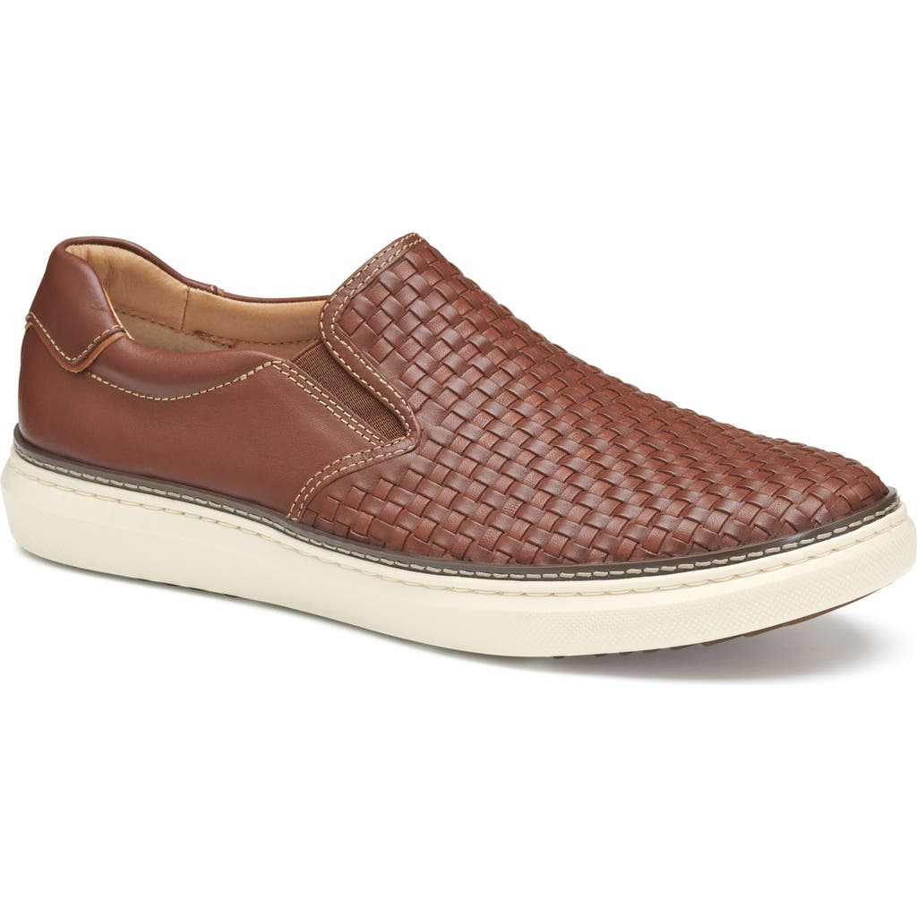 Johnston & Murphy Mcguffey 2 Woven Slip-on Sneaker In Tan Woven Full Grain