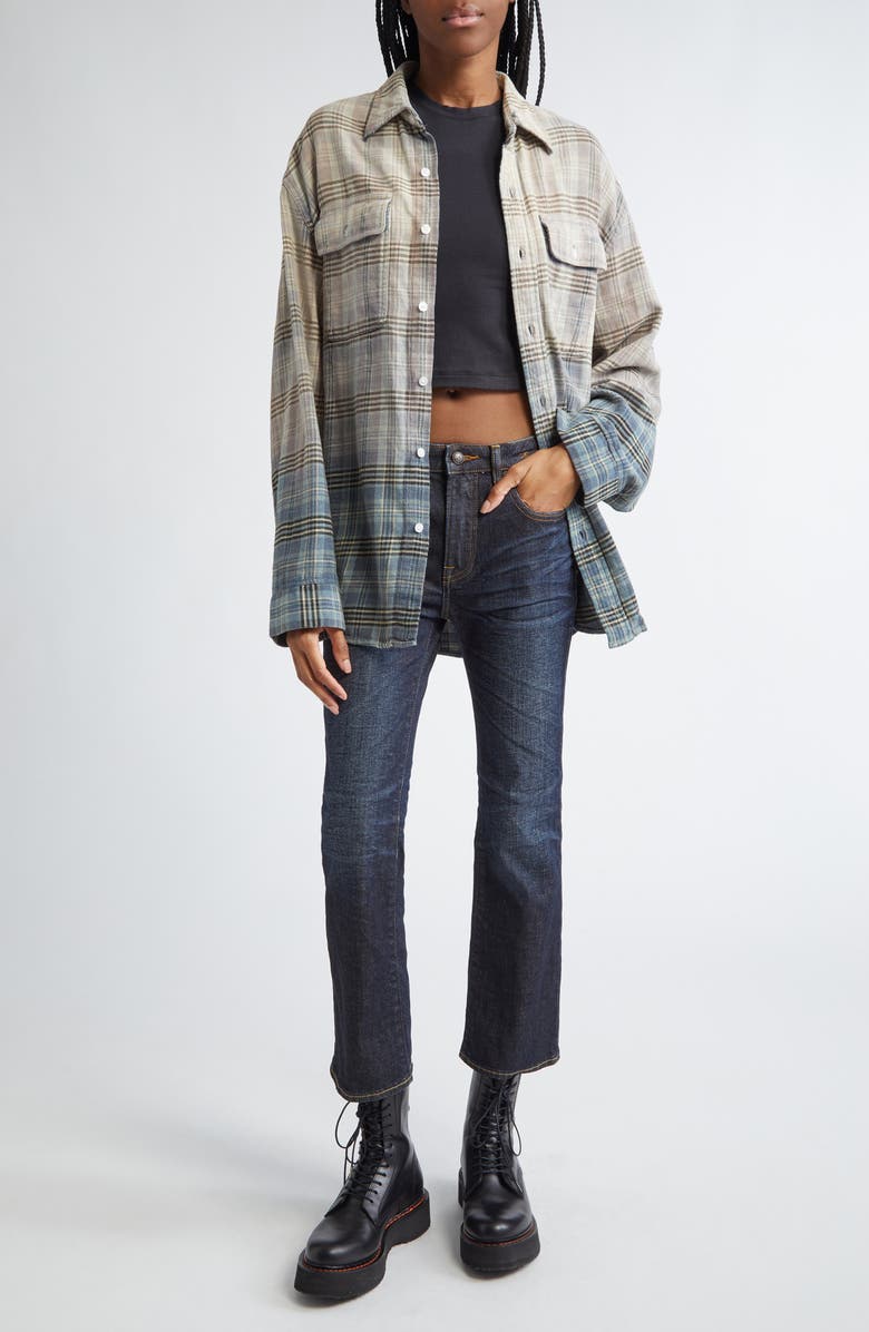 R13 Relaxed Plaid Cotton Flannel Button-Up Shirt, Alternate, color,