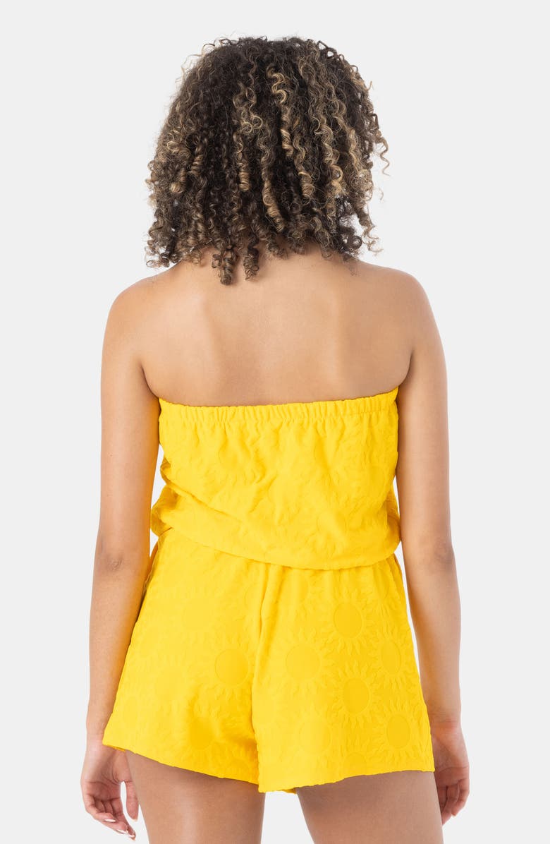 Roxy Special Feeling Strapless Cover-Up Romper, Alternate, color, Golden Rod