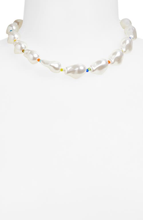 Eye Candy Los Angeles Noe Faux Pearl Necklace In White