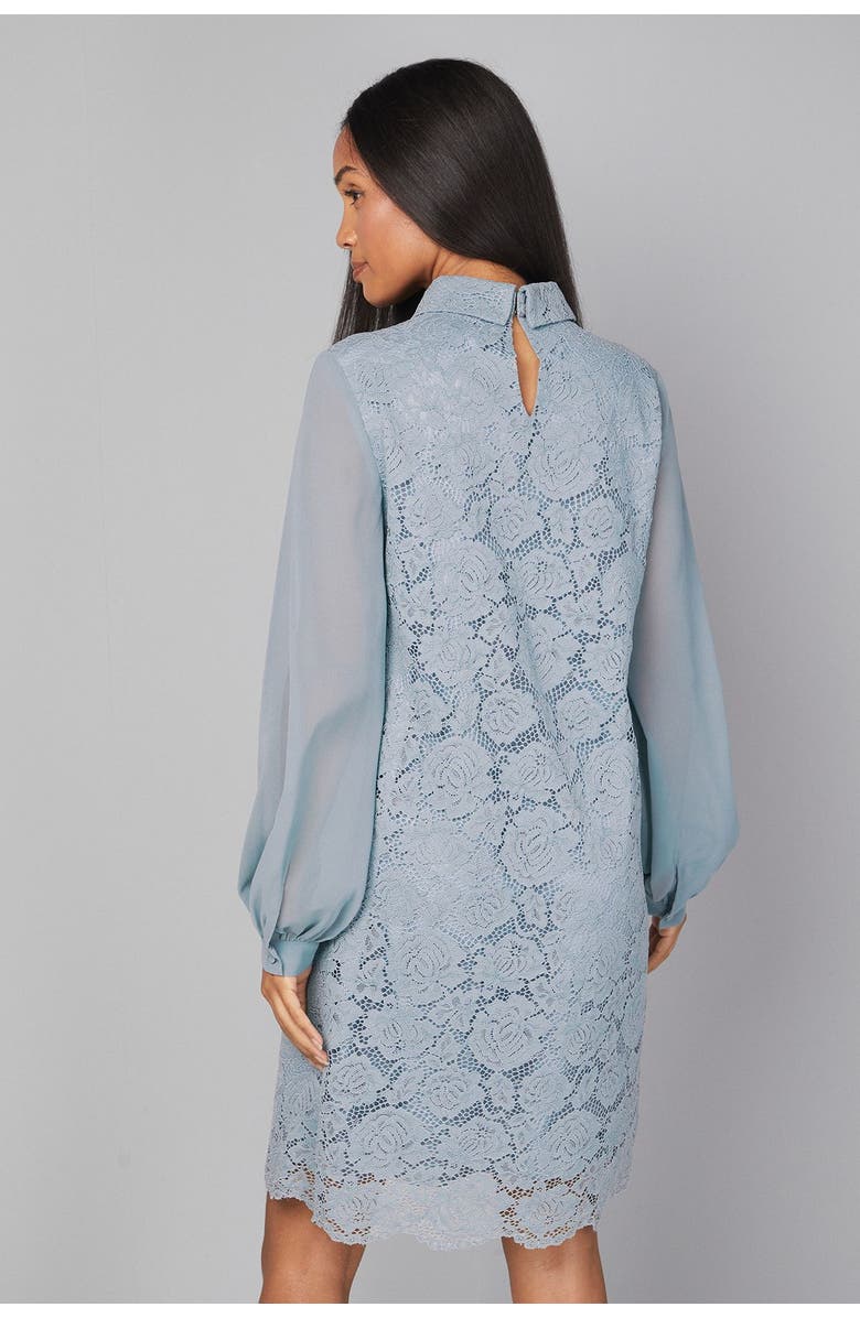 Wallis Lace Tie Neck Shift Dress, Alternate, color, Turquoise