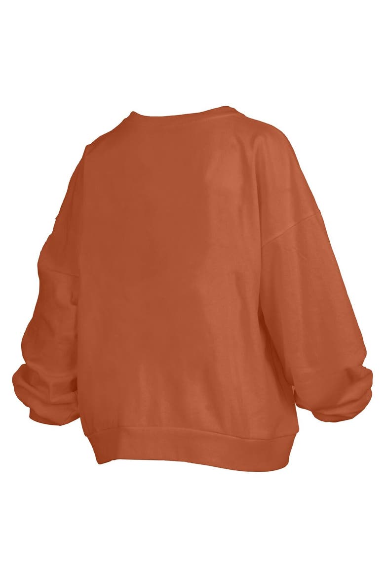 Women's Pressbox Texas Orange Texas Longhorns Janise Arch Over Logo Waist Length Oversized Pullover Sweatshirt, Alternate, color, Burnt Orange