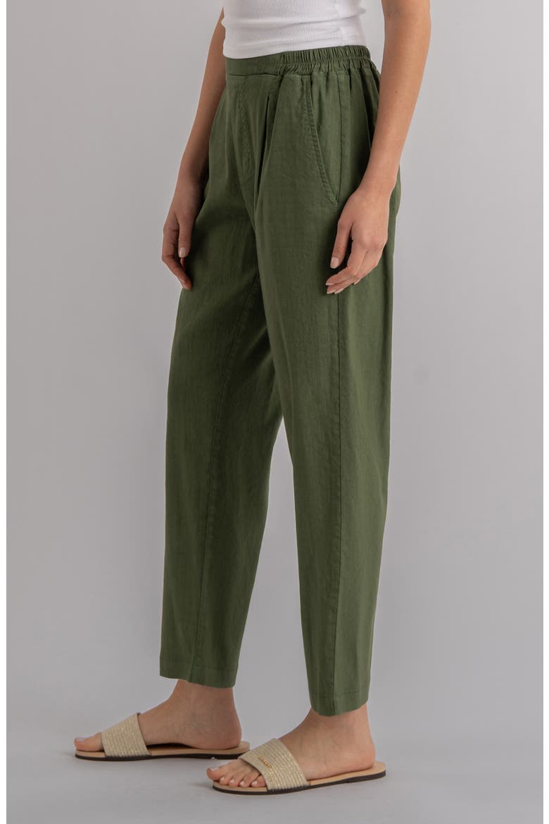 Rosalie Pull-On Tapered Linen Blend Pants, Alternate, color, DILL