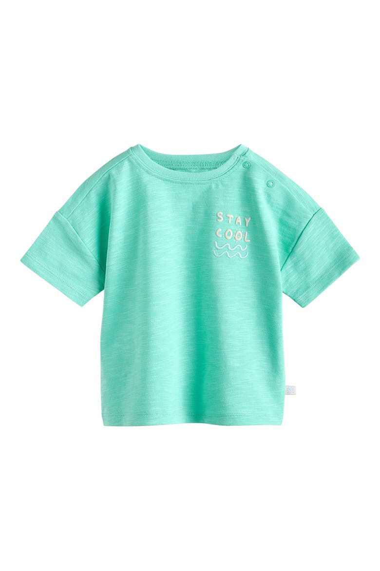 Graphic Cotton T-Shirt & Stripe Pants Set, Alternate, color, GREEN