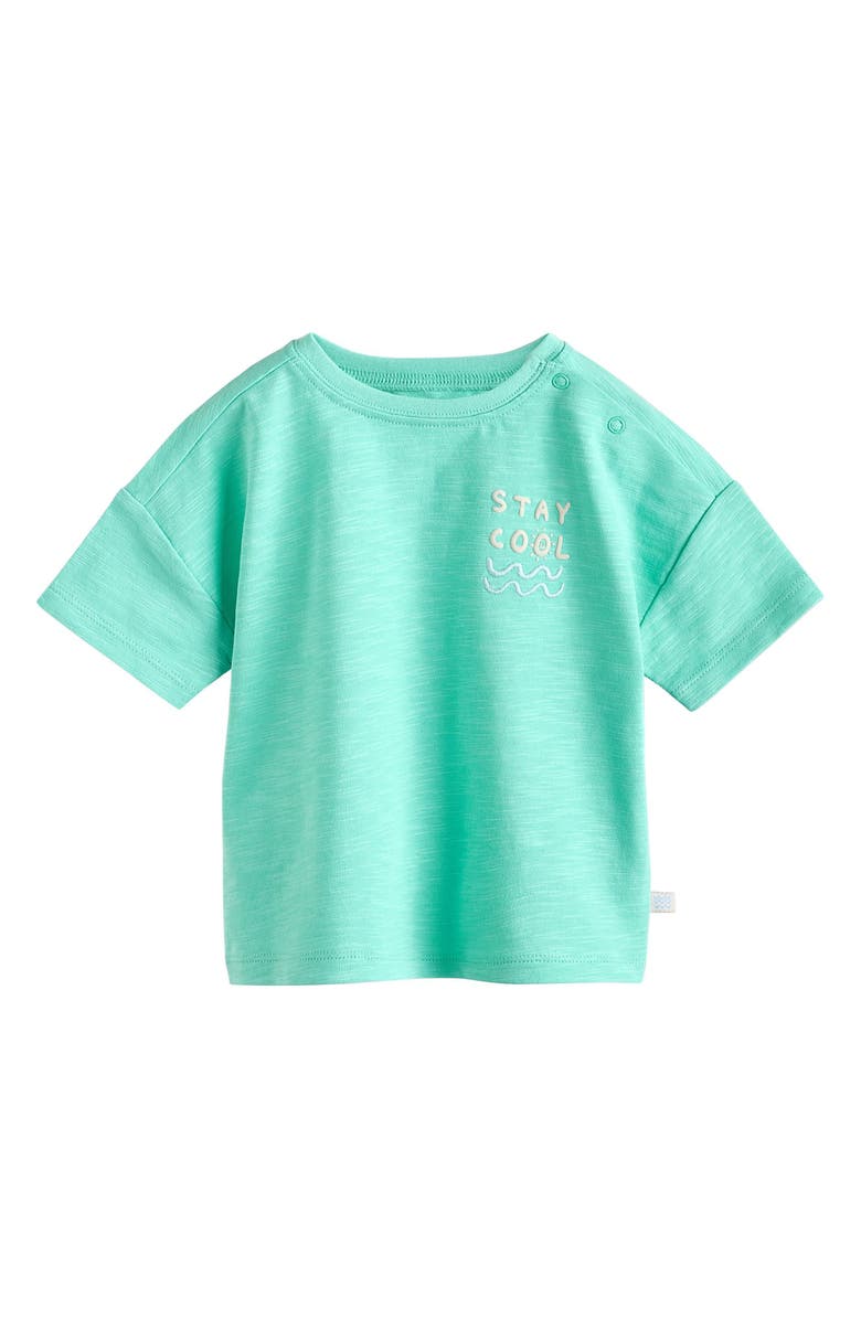 NEXT Graphic Cotton T-Shirt & Stripe Pants Set, Alternate, color, Green