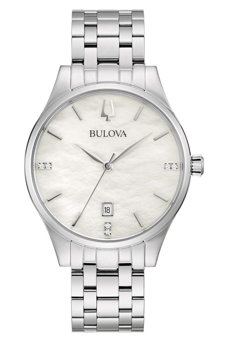 Classic Mother-of-Pearl Bracelet Watch, 30mm, Main, color, SILVER
