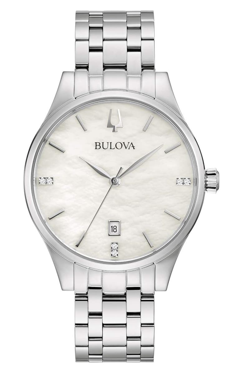 BULOVA Classic Mother-of-Pearl Bracelet Watch, 30mm, Main, color, Silver