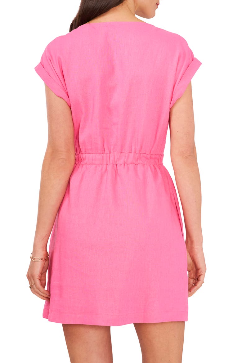 Knot Front Linen Blend Minidress, Alternate, color, BERRY RED