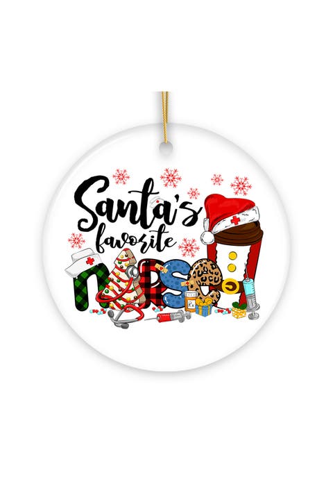 Santas Favorite Nurse Holiday Plaid Ornament