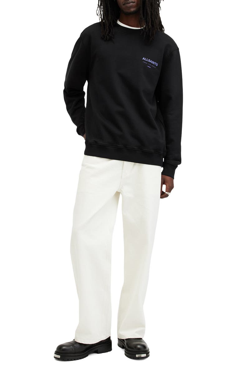AllSaints Underground Logo Organic Cotton Graphic Sweatshirt, Alternate, color, Jet Black/ Purple