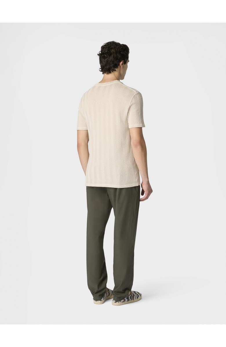 Missoni Crew-neck Cotton And Viscose T-shirt With Tone-on-tone Zigzag Motif, Alternate, color, Beige
White