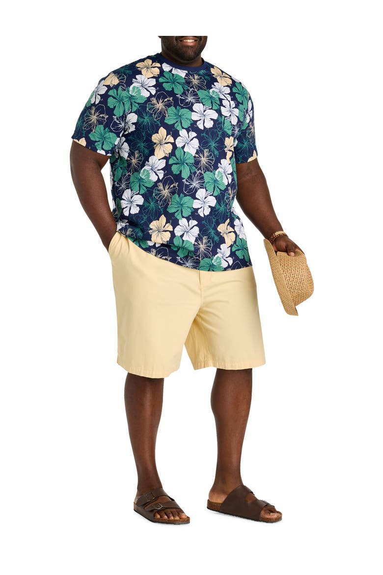 Big & Tall Moisture-Wicking Floral Print Pocket T-Shirt, Alternate, color, PEACOAT MULTI