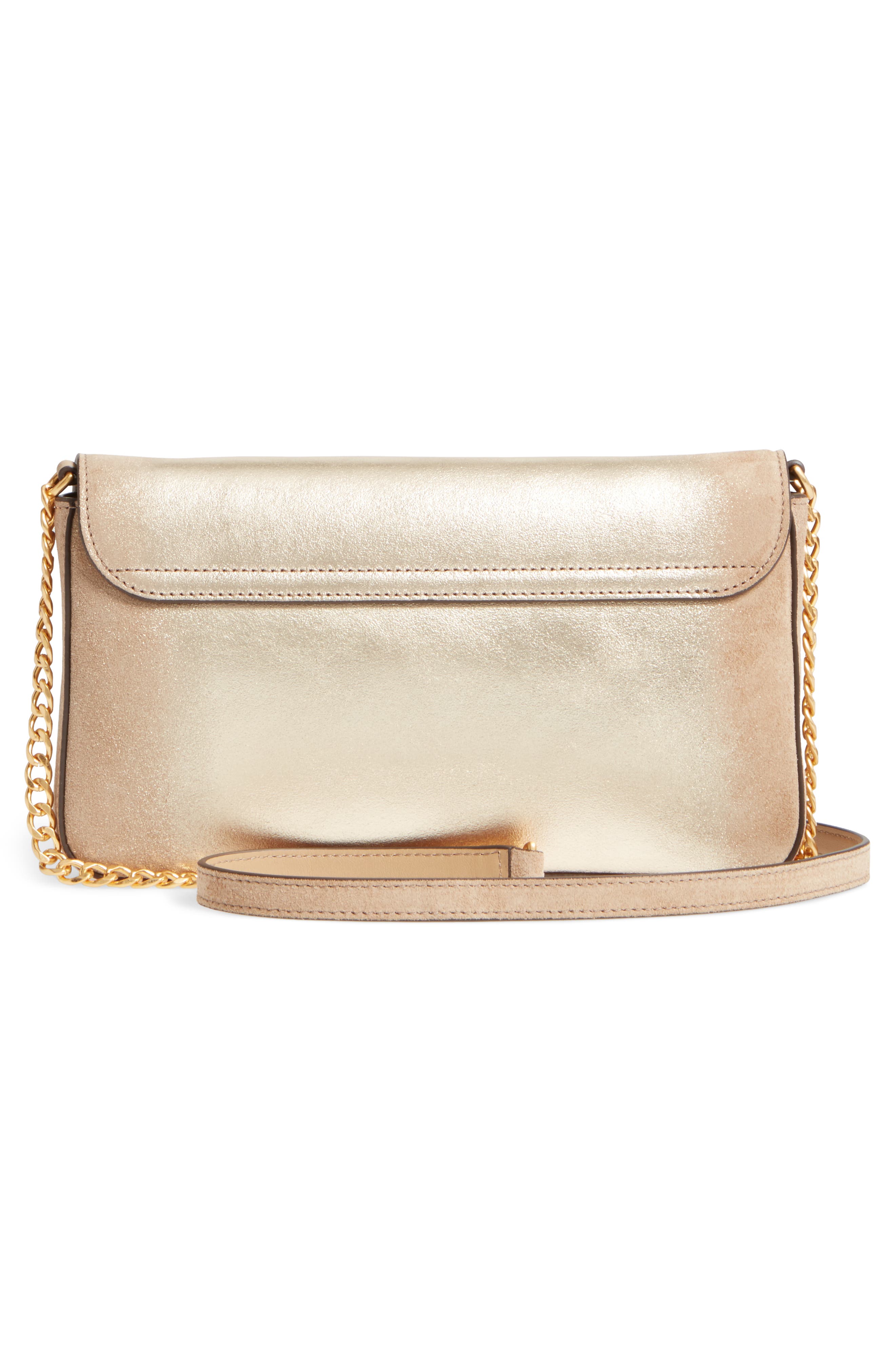 Tory Burch Chelsea Convertible Metallic Leather Clutch, Alternate, color, 