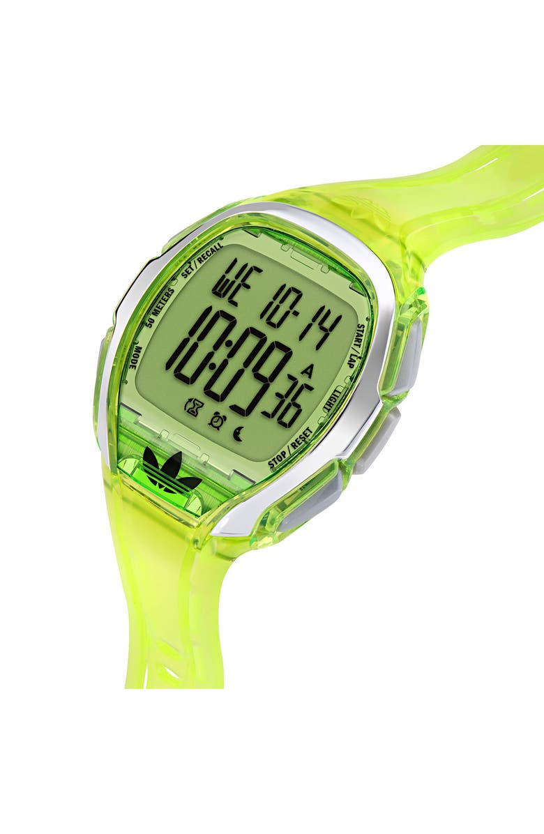 adidas AO Fashion Chronograph Silicone Strap Watch, 45mm, Alternate, color, Green