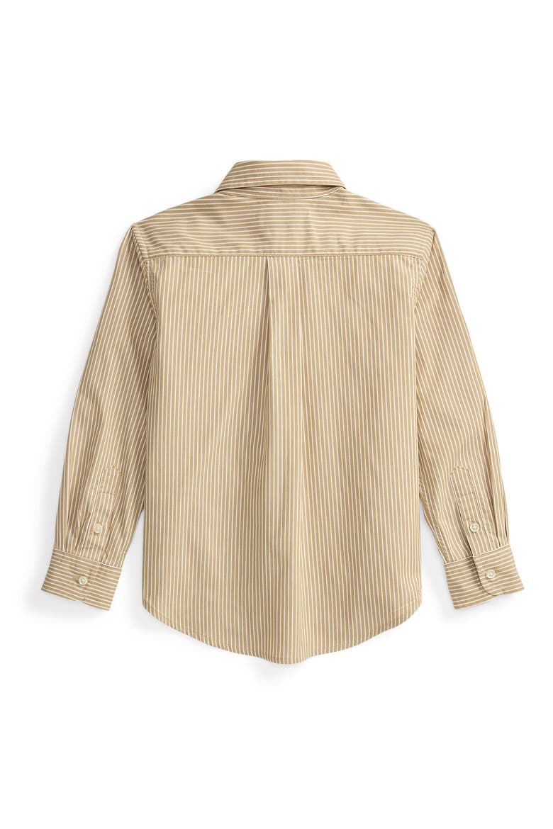 Kids' Stripe Cotton Poplin Button-Down Shirt (Nordstrom Exclusive), Alternate, color, CLASSIC CAMEL WHITE