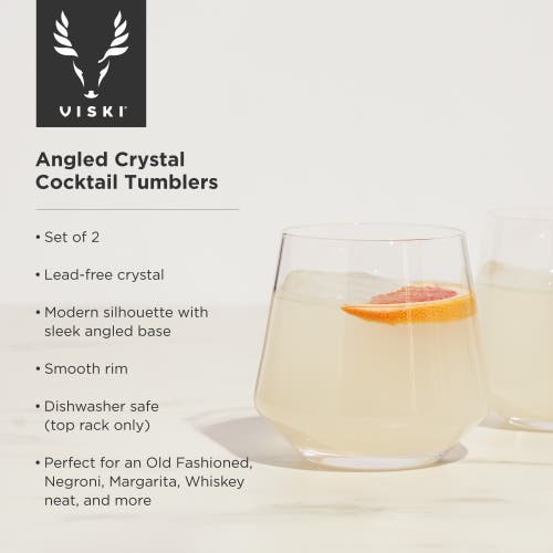 Viski Raye Crystal Angled Cocktail Tumblers Set Of 2 In Clear