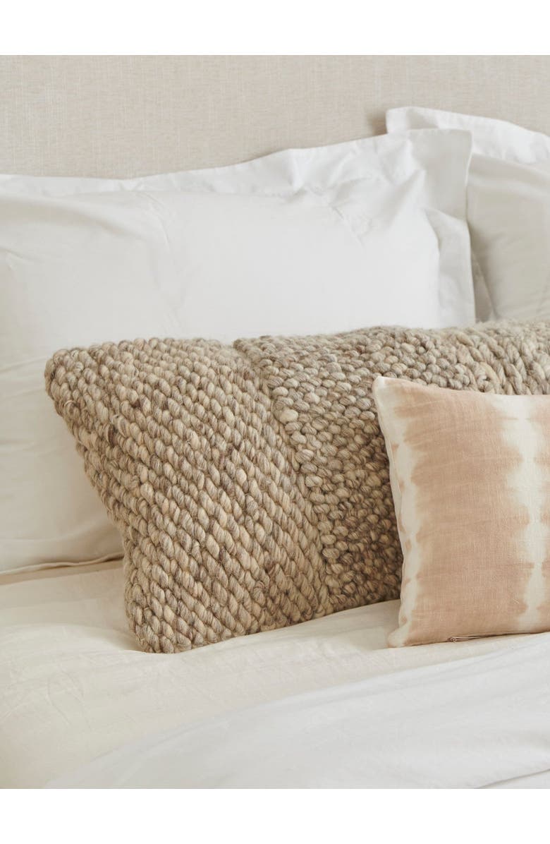 Anaya Textured Taupe Handwoven Pillow 14x40 with Down Insert, Alternate, color, 