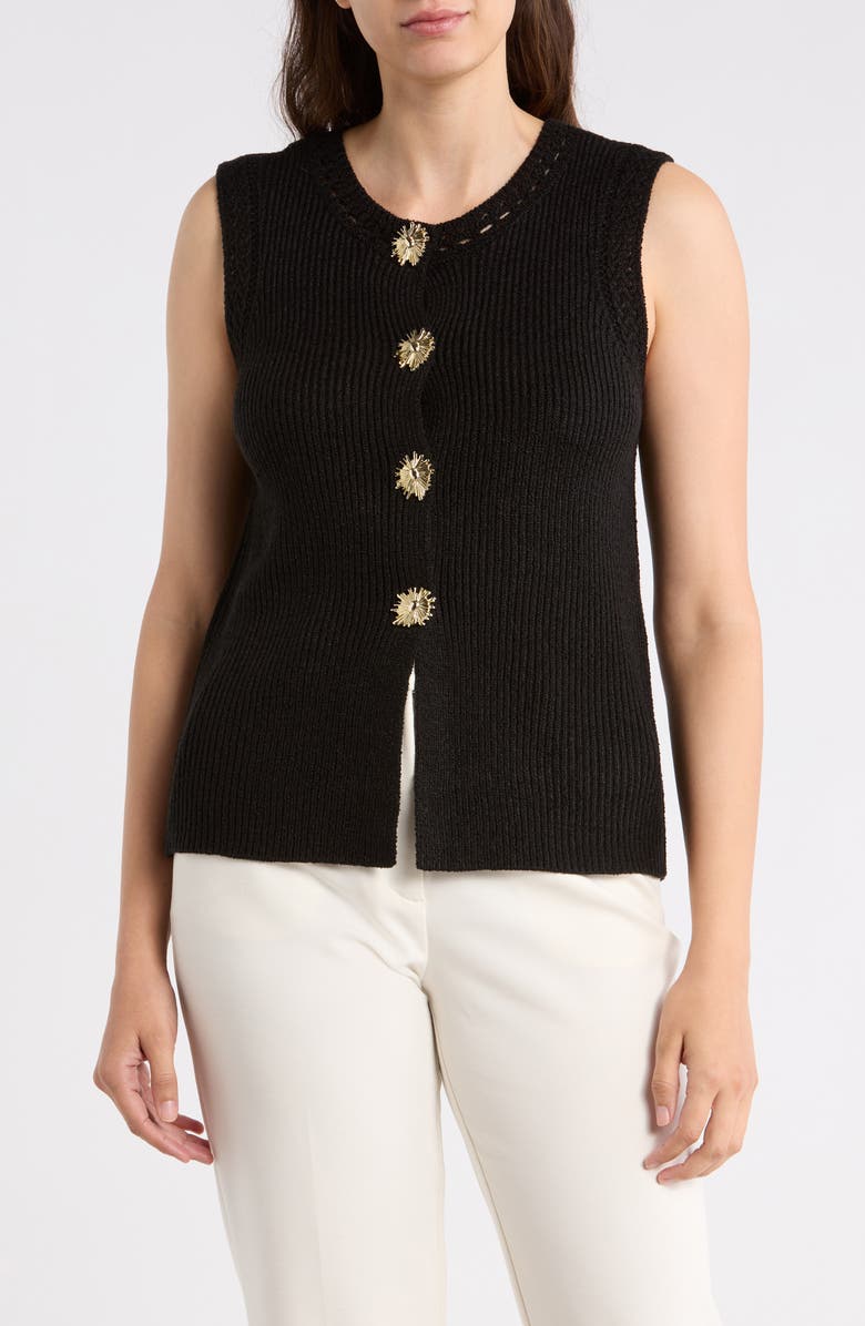 Gemma + Jane Button-Up Sweater Vest, Main, color, Black
