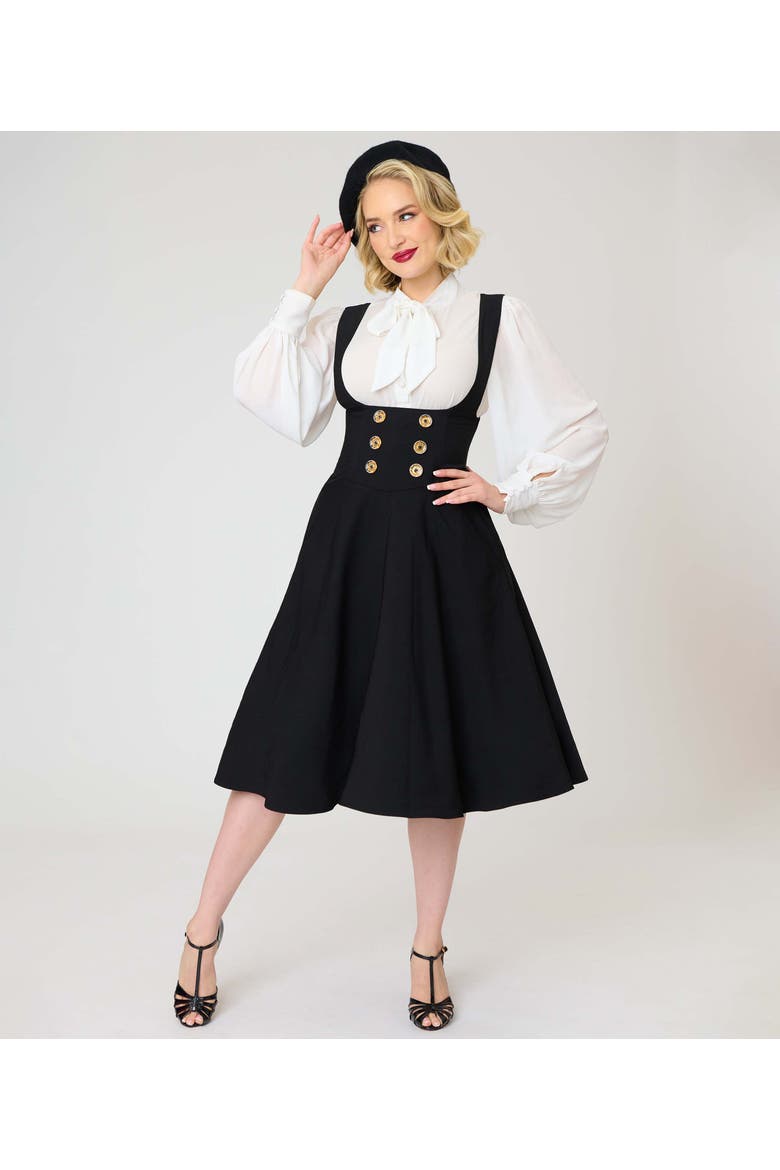 Corset Pinafore Skirt, Alternate, color, Black Solid
