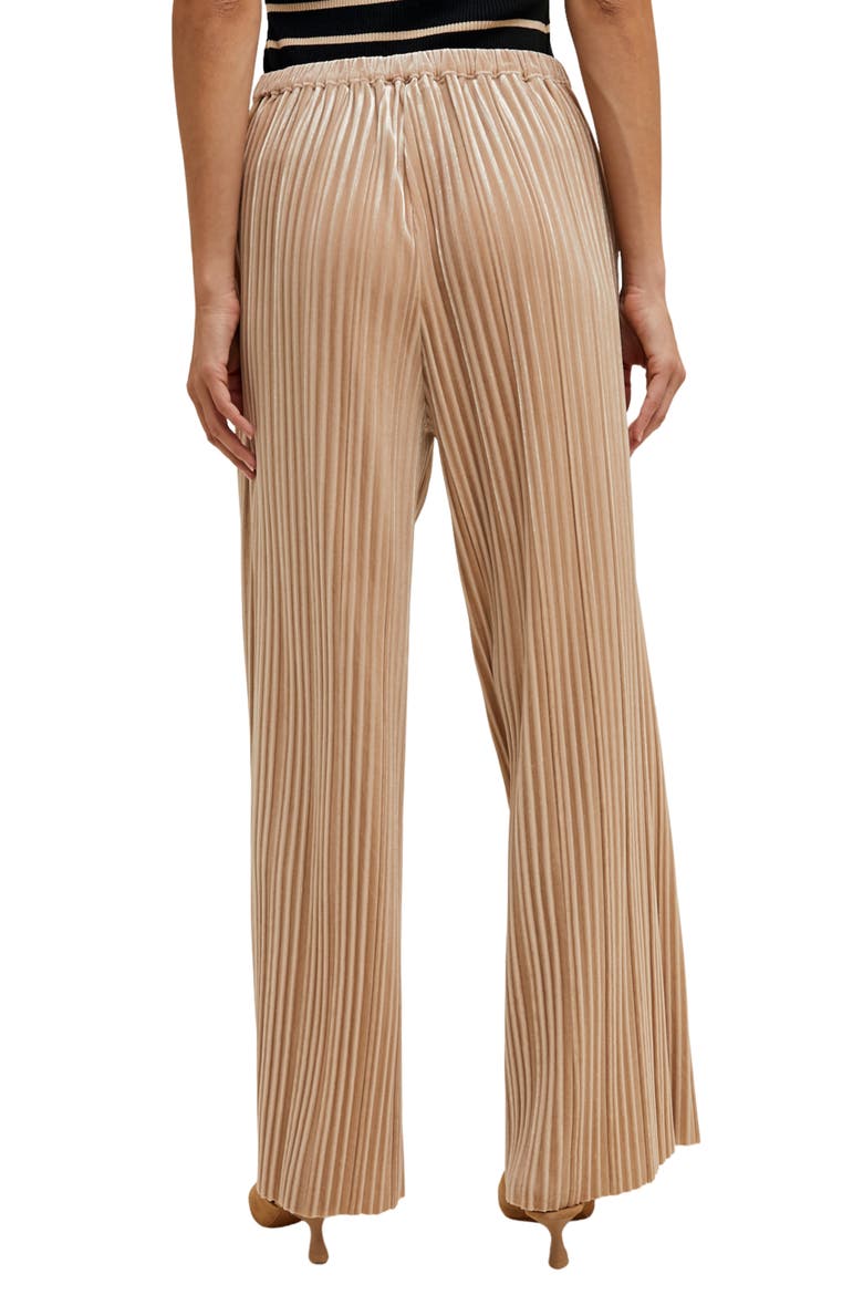 Velvet Accordion Pleat Wide Leg Pants, Alternate, color, CHAMPAGNE