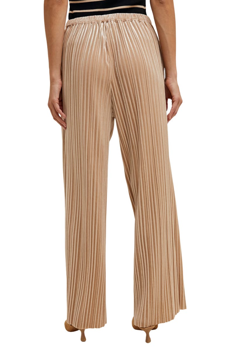 WISHLIST Velvet Accordion Pleat Wide Leg Pants, Alternate, color, Champagne