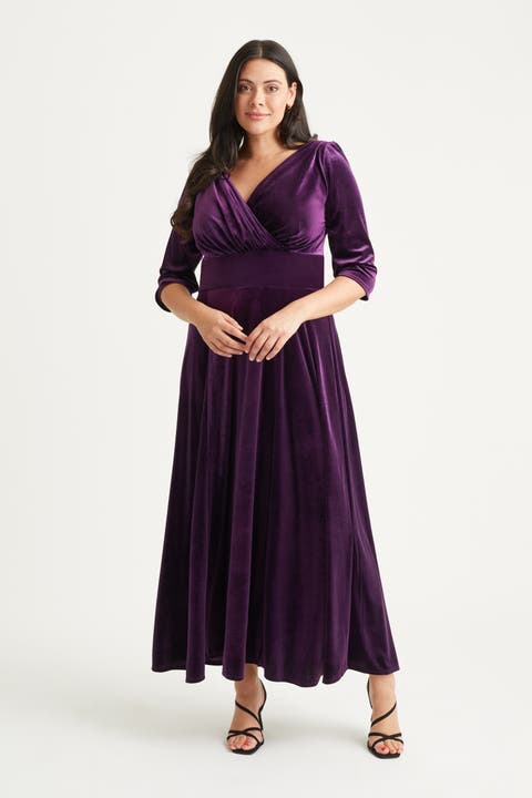 Verity Velvet 3/4 Sleeve Maxi Dress