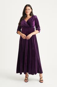 Scarlett & Jo Verity Velvet 3/4 Sleeve Maxi Dress