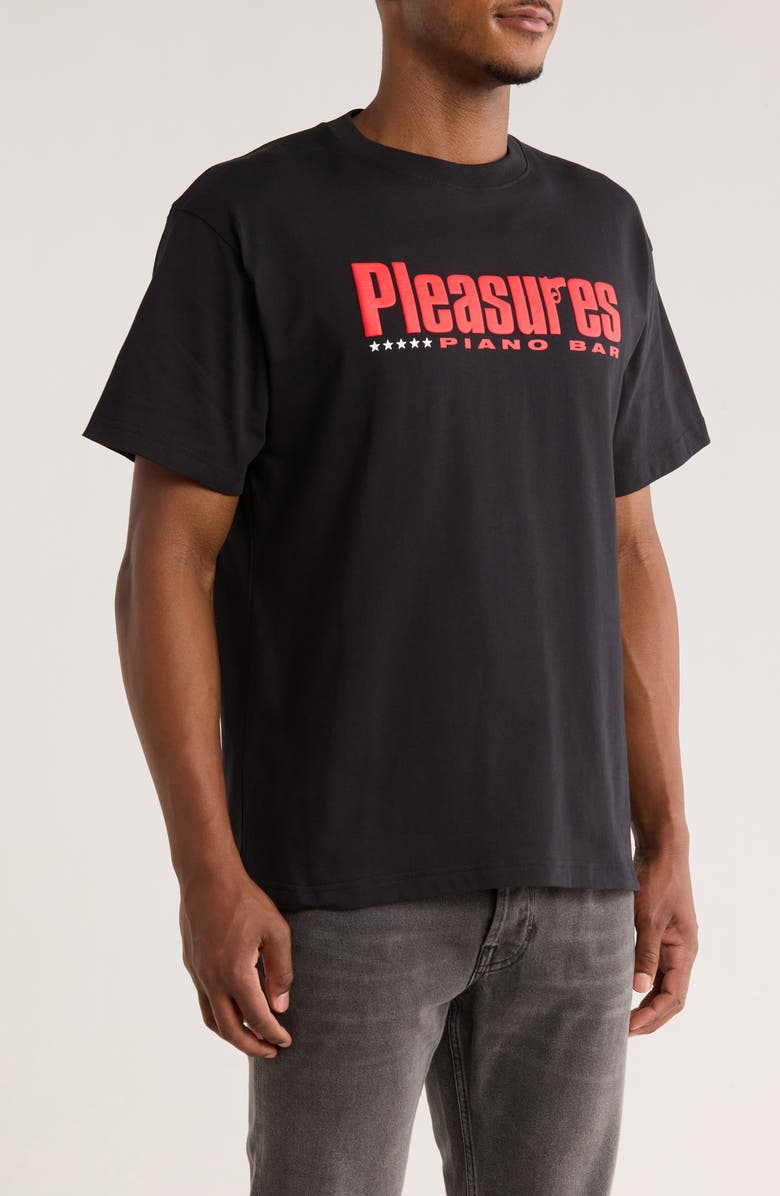 PLEASURES Piano Bar Cotton Graphic T-Shirt, Alternate, color, Black