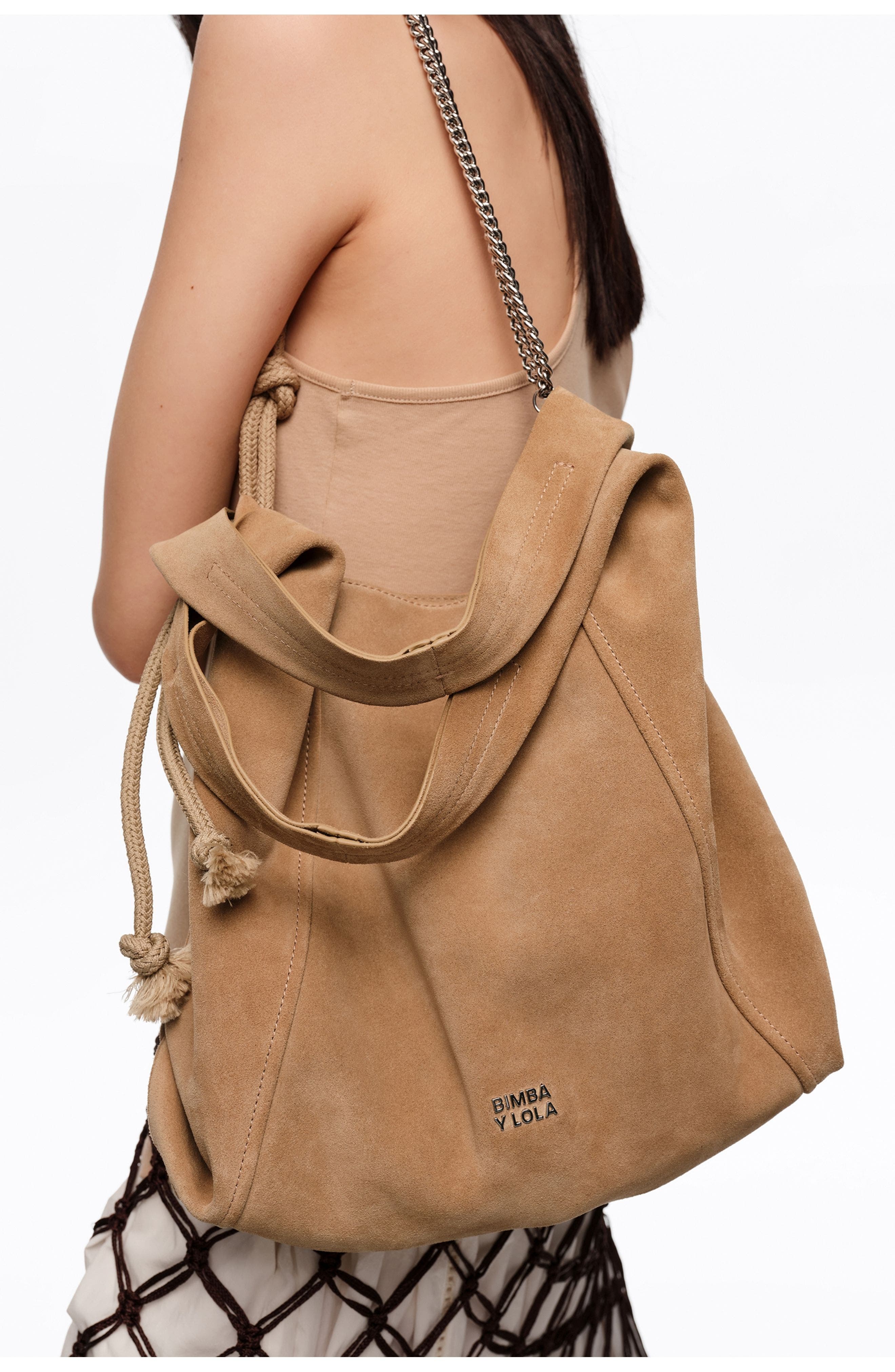 Medium Suede Paper Bag, Alternate, color, NATURAL