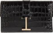 TOM FORD Kara Croc Embossed Leather Compact Wallet