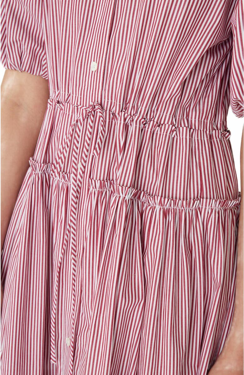 Rebecca Taylor Red Stripe Poplin Dress, Alternate, color, Red Stripe