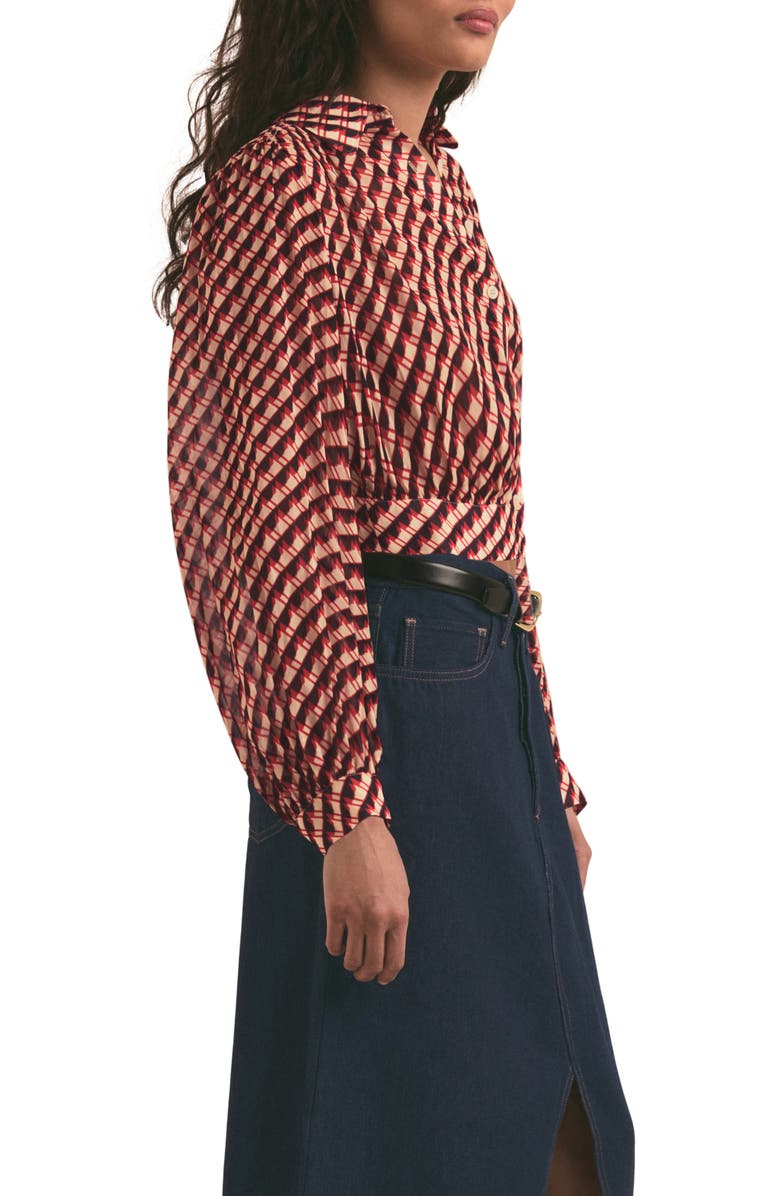 Favorite Daughter The Garden Party Geo Print Button-Up Shirt, Alternate, color, Retro Rouge Hounds