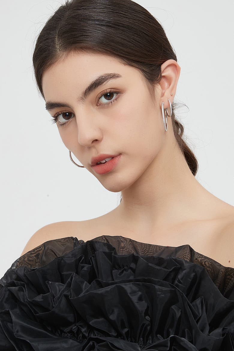 Gaia Celestial Sunburst Mini Hoop Earrings, Alternate, color, Silver