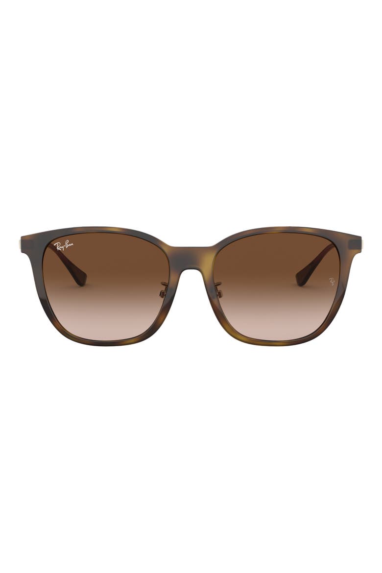 55mm Gradient Square Sunglasses, Main, color, LIGHT HAVANA / BROWN GRADIENT