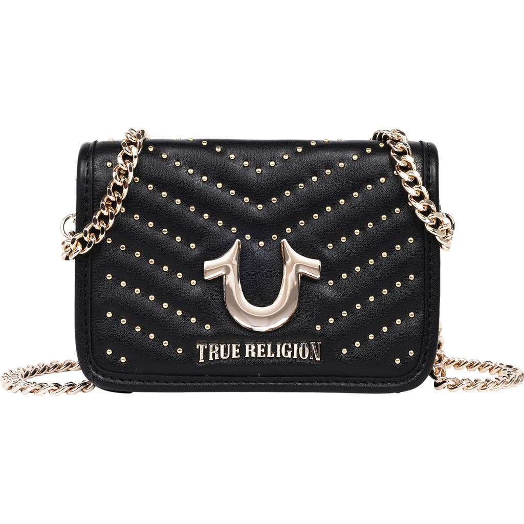 True Religion Horseshoe Multi Stud Flap Crossbody In Black