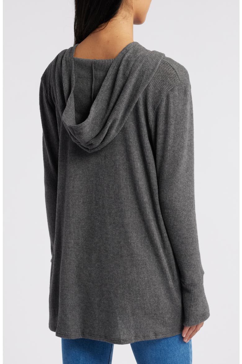 Hooded Rib Cardigan, Alternate, color, CHARCOAL
