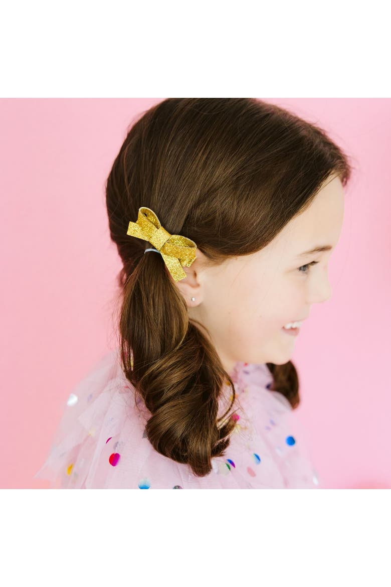 Gold Sparkle Bow Clip Set, Alternate, color, Gold