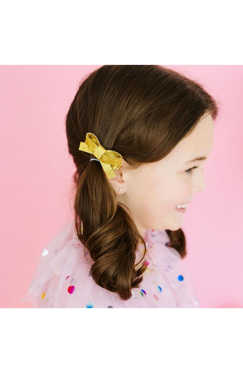 Sweet Wink Gold Sparkle Bow Clip Set, Alternate, color, Gold