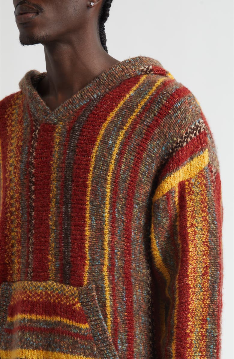 The Elder Statesman Cabin Stripe Baja Cashmere Blend Hoodie Sweater, Alternate, color, Cabin Stripe Multi