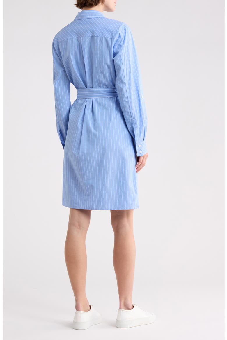Stripe Long Sleeve Cotton Shirtdress, Alternate, color, AZURINE