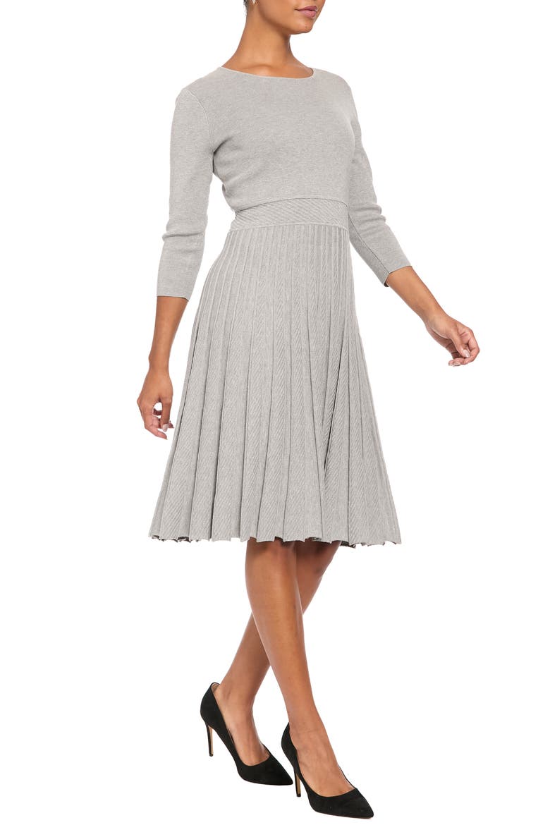 Stripe Textured Long Sleeve Sweater Dress, Alternate, color, HEATHER GREY
