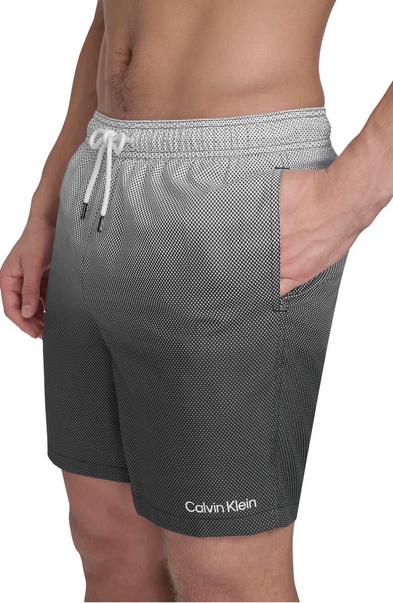 Calvin Klein Core Volley Gradient Dot Swim Trunks, Alternate, color, Black