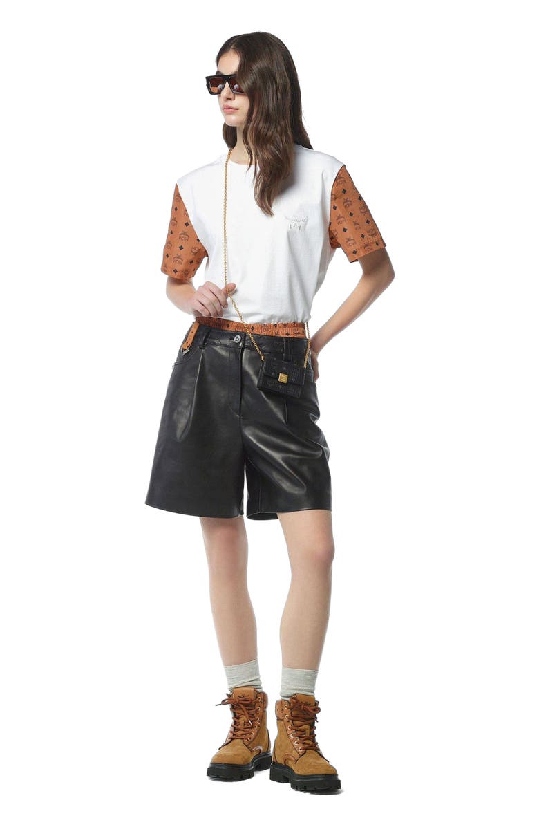 MCM Aren Chain Wallet in Visetos, Alternate, color, Black