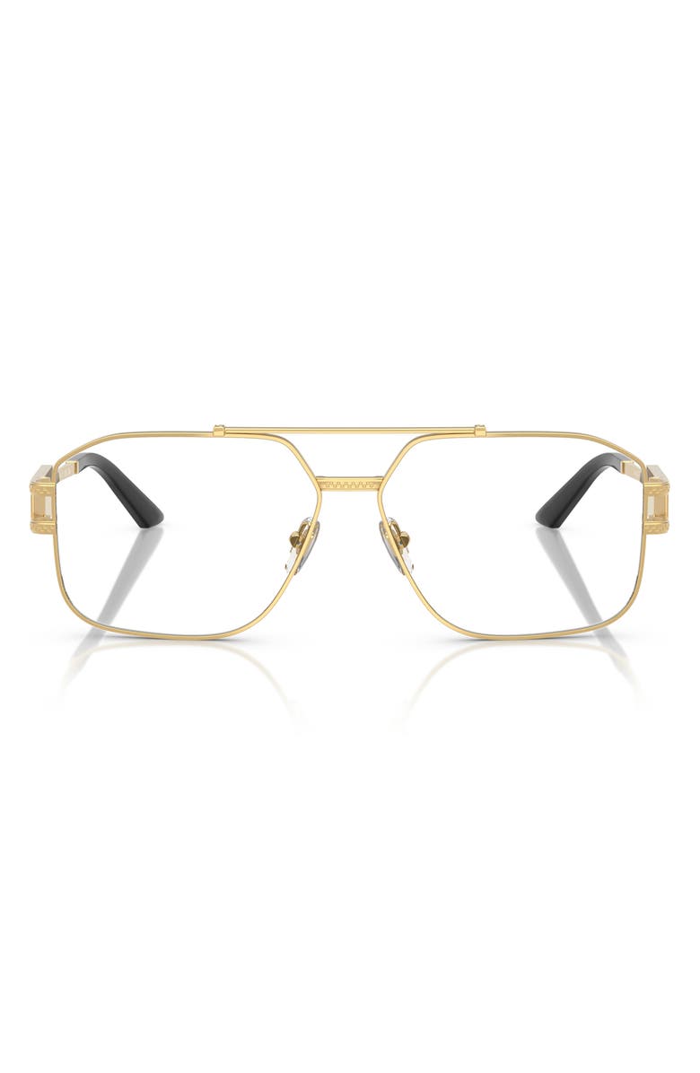 Versace 57mm Irregular Square Optical Glasses, Main, color, Gold