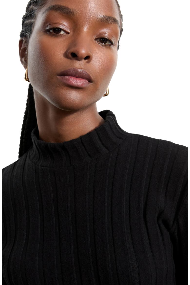 Samia Mock Neck Rib Sweater, Alternate, color, BLACK