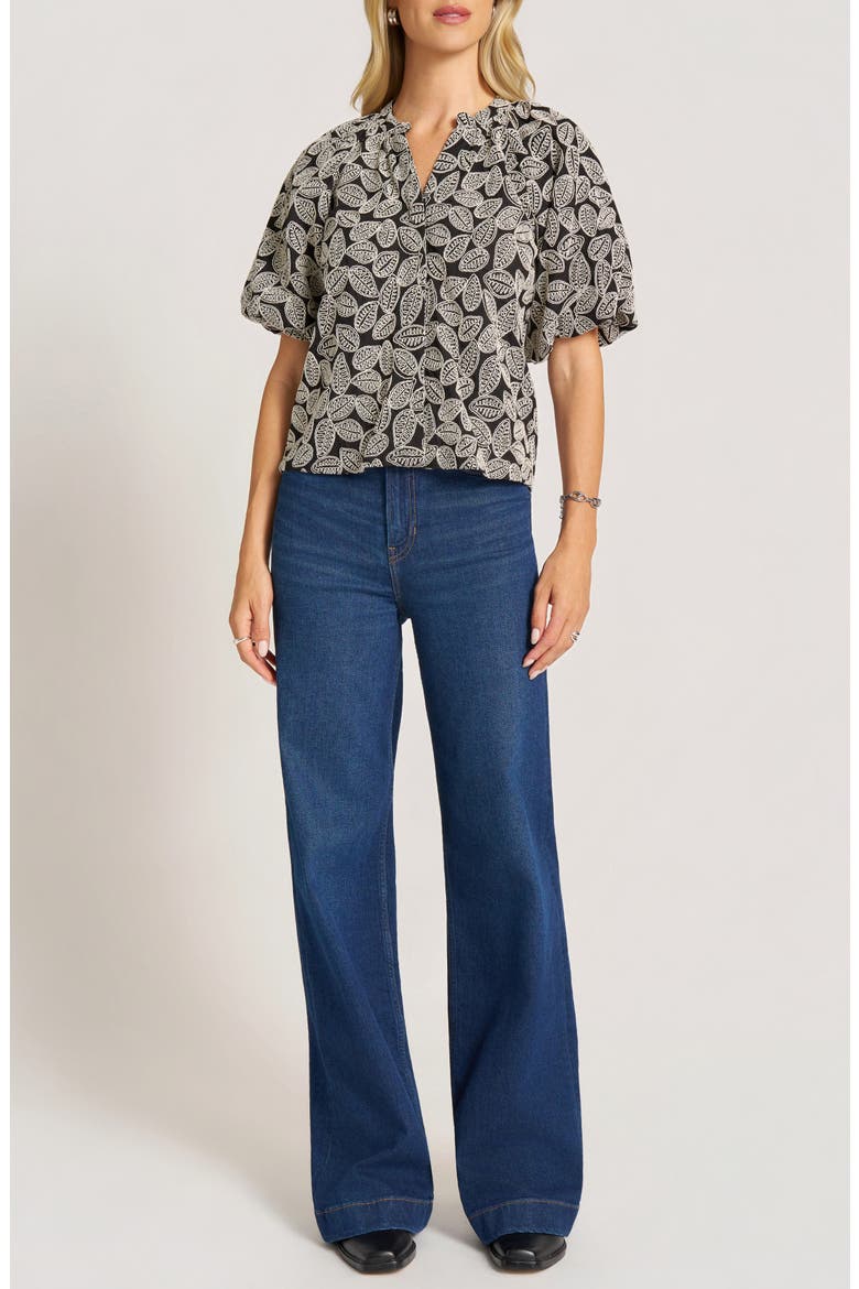 Irie Embroidered Leaf Top, Alternate, color, BLACK/NATU