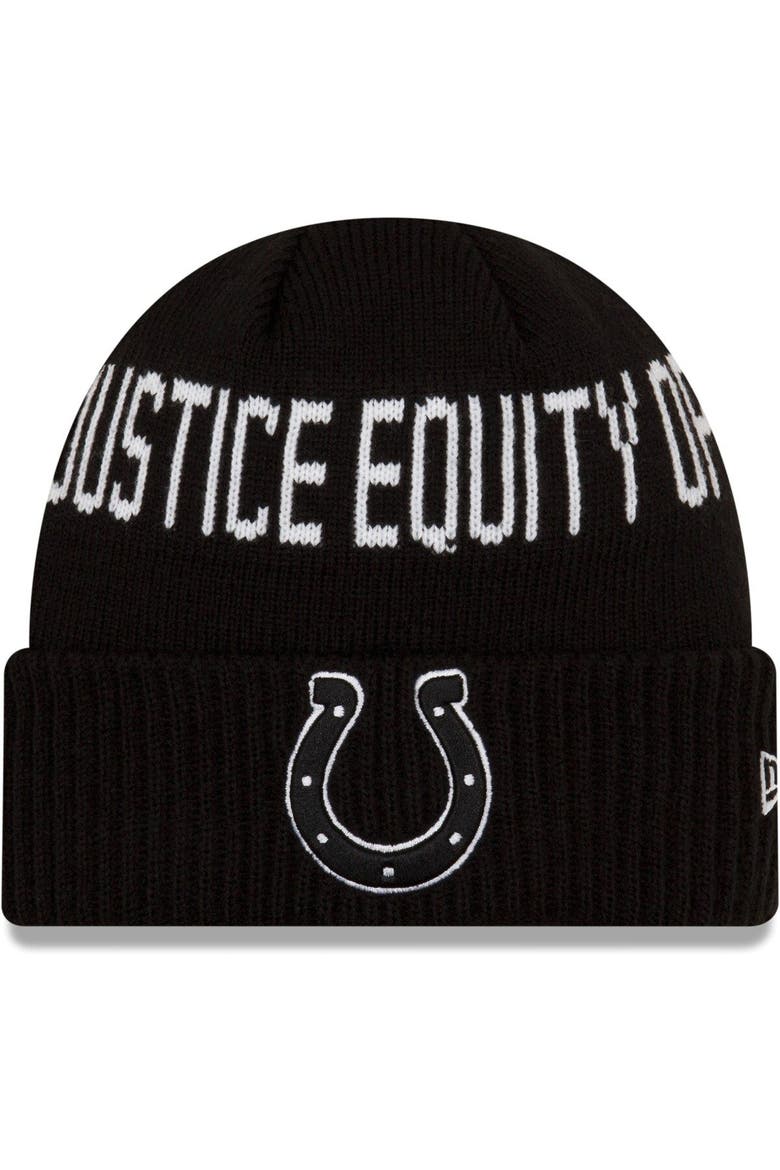 Men's New Era Black Indianapolis Colts Team Social Justice Cuffed Knit Hat, Main, color, Black